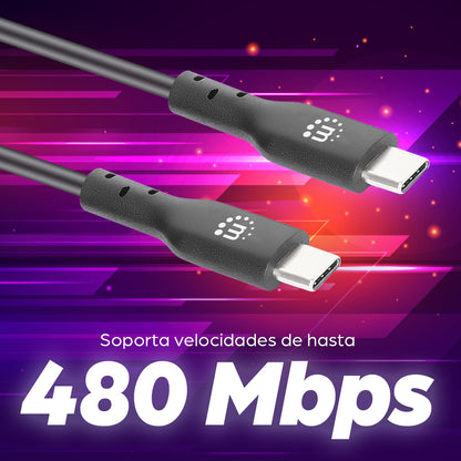 Cable Manhattan USB-C 2.0 Alta Velocidad 2m Color Negro