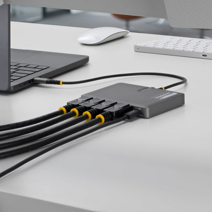 StarTech.com QUAD-USB-DP-ADAPT base para laptop o replicador de puertos Alámbrico USB 3.2 Gen 1 (3.1 Gen 1) Type-C Gris