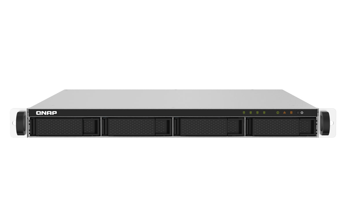 NAS QNAP TS-432PXU-RP de rack 1U, 4 bahías sin discos, Annapurna Labs AL324 de 1.7 GHz, 2 GB DDR4, aluminio y negro