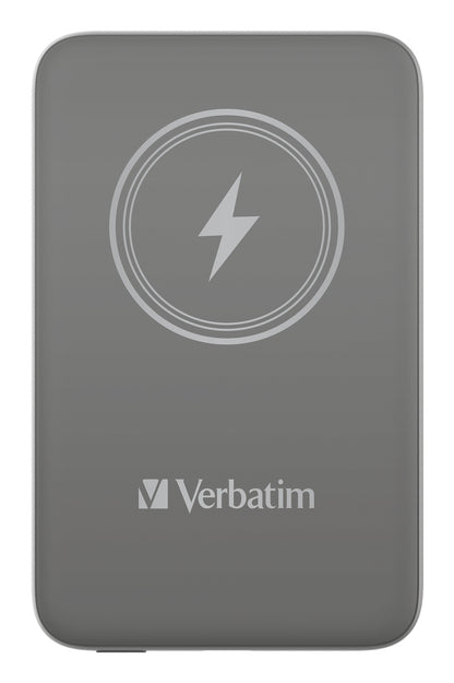 Cargador Verbatim Charge and Go Power Bank Carga Inalámbrica 10000mAh Magnetica Color Gris