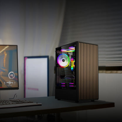 Gabinete Gamer Balam Rush Compact Media Torre Dragonfly Wood GM580 / Negro