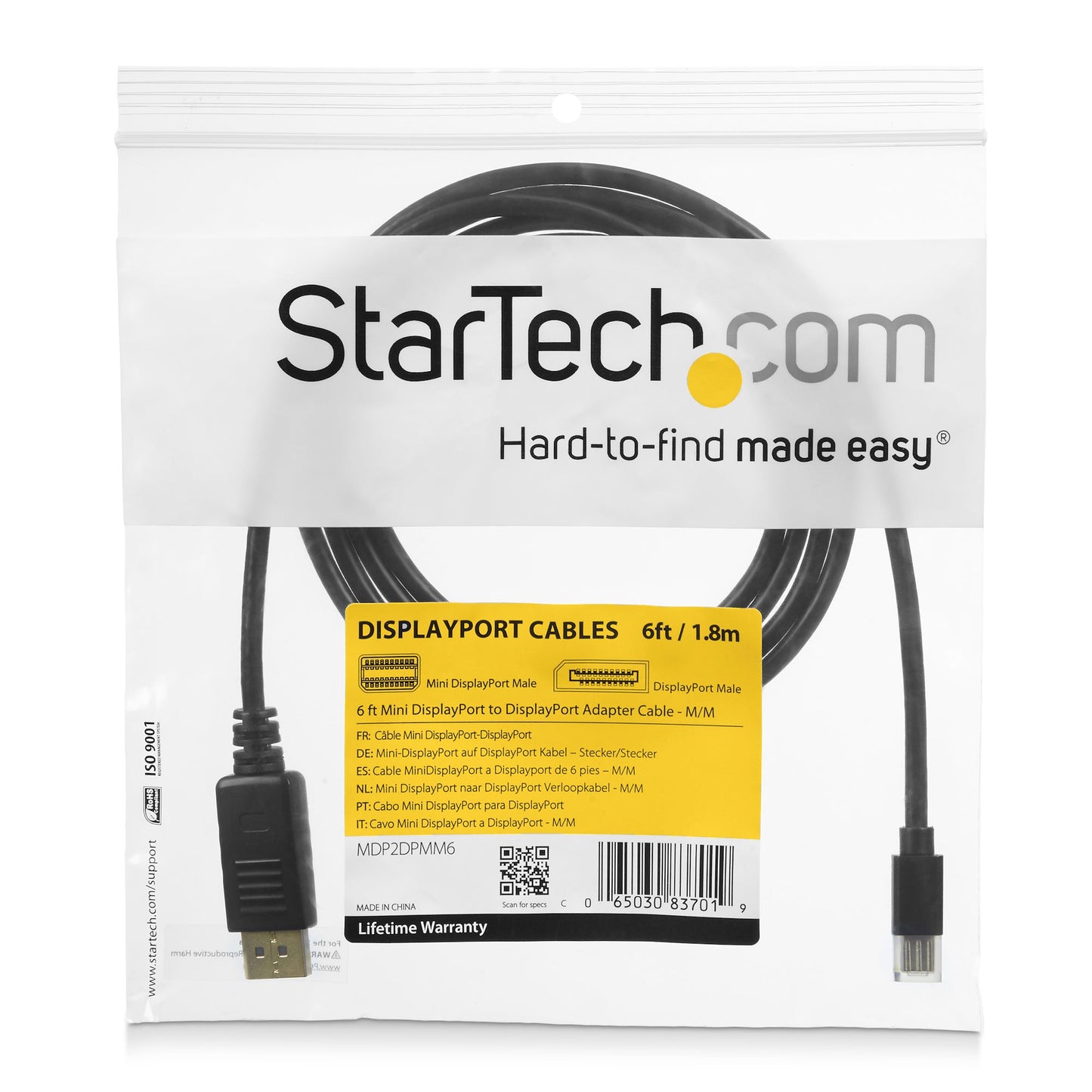 StarTech.com MDP2DPMM10 cable DisplayPort Negro