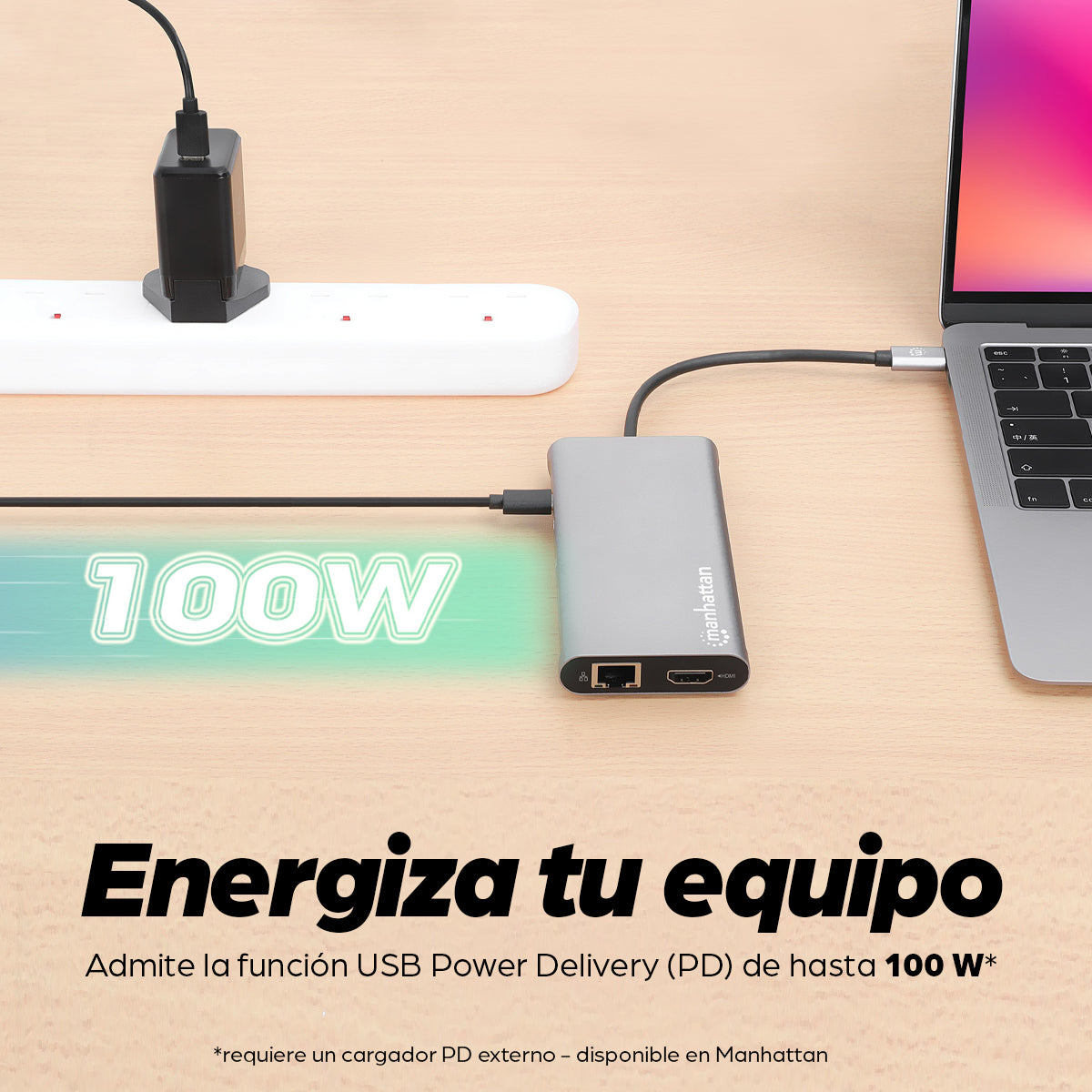 Docking Manhattan USB-C para Triple Monitor HDMI/USB-C/PD/SD/micro SD