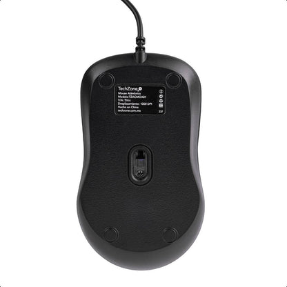 Mouse Alambrico TechZone de Materiales ABS 3Botones 1200Dpi Longitud de Cable 1.35Metros