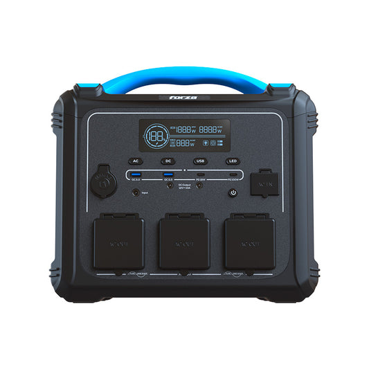 Generador Elétrico Portátil Forza FPP-T1200 1200W Tomas 3CA/8CC 3.75V 2 Ventiladores Pantalla LCD Panel de Control Integrado