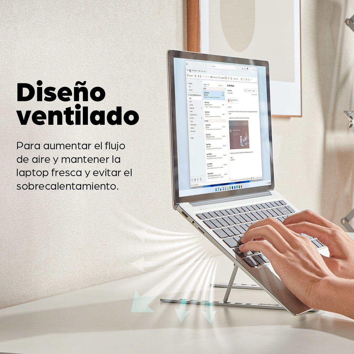 Soporte laptop Manhattan p/Escritorio de posiciones aluminio ECO