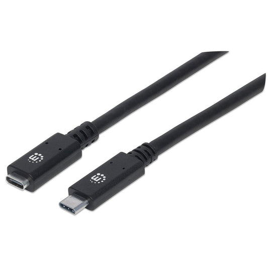 Cable Manhattan Extensión USB-C 3.2 Súper Velocidad 50cm Color Negro