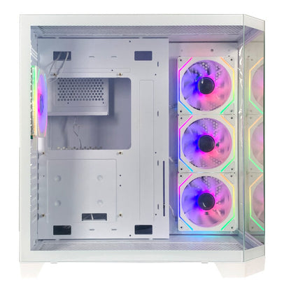 Gabinete Gamer Xzeal Mid Tower XZ150 ATX Panel Vidrio + Metal 2xUSB1.0 + 1xUSD3.0 + 1x3.5mm + 4 ARGB Ventiladores Blanco