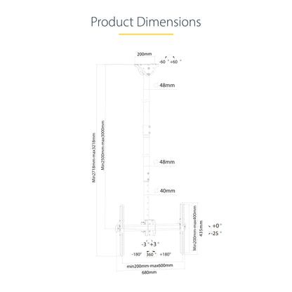 StarTech.com FPCEILPTBLP soporte para pantalla de señalización 190.5 cm (75") Negro