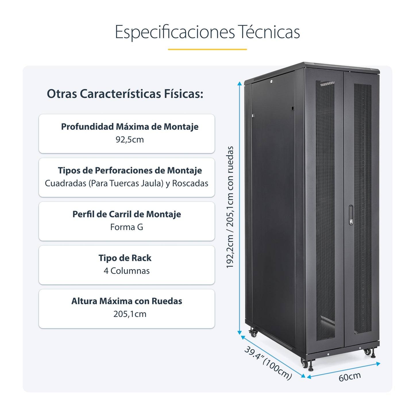 StarTech.com RK4236BKB armario rack Rack o bastidor independiente Negro
