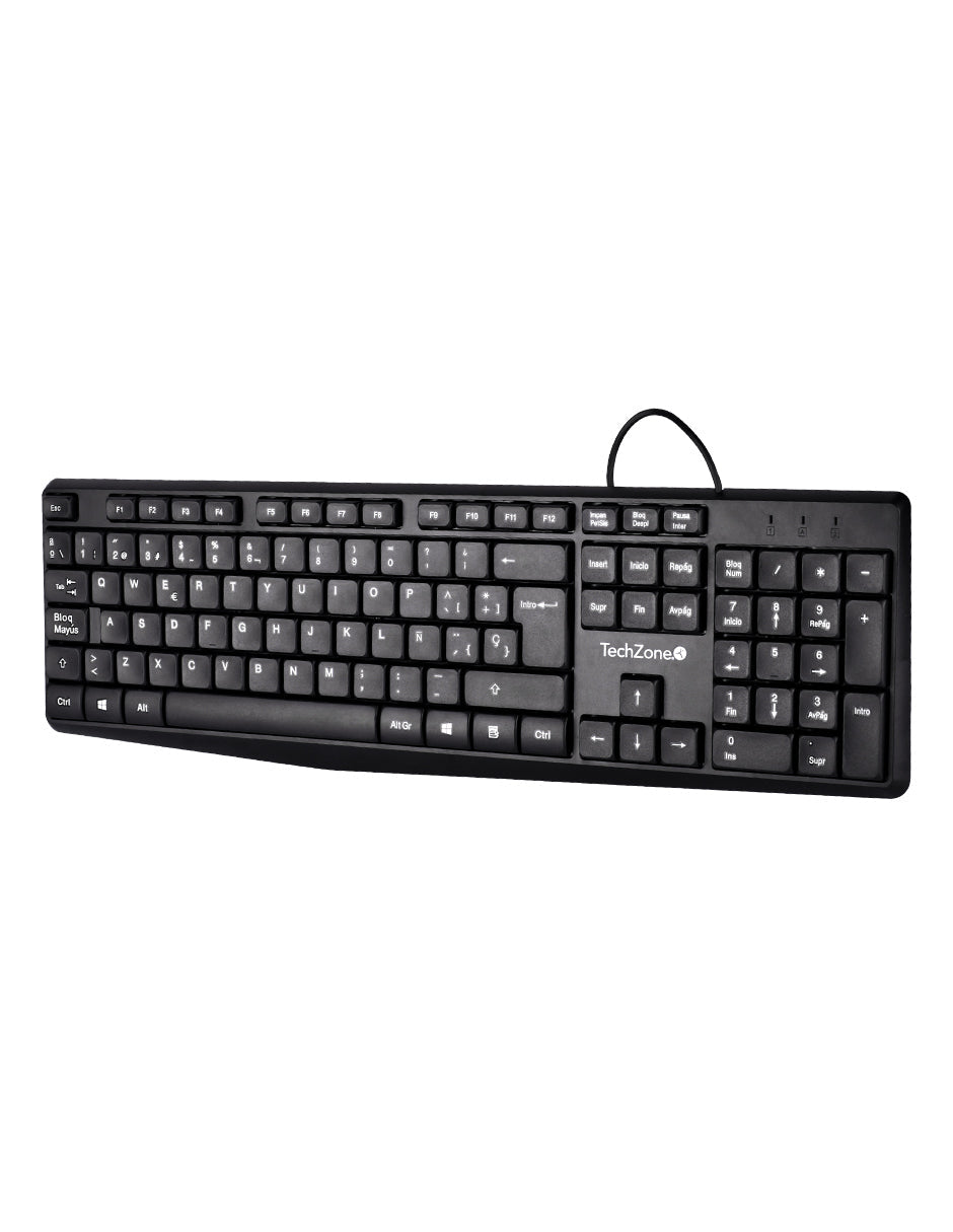 TechZone Alámbrico teclado Universal USB QWERTY Negro