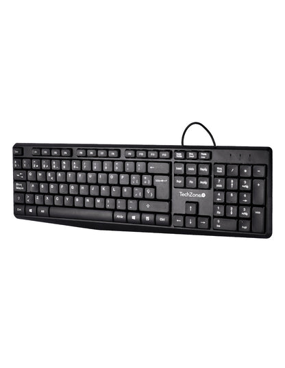 TechZone Alámbrico teclado Universal USB QWERTY Negro