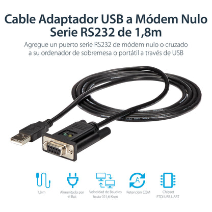 StarTech.com ICUSB232FTN cable serial Negro 1.7 m USB tipo A DB-9