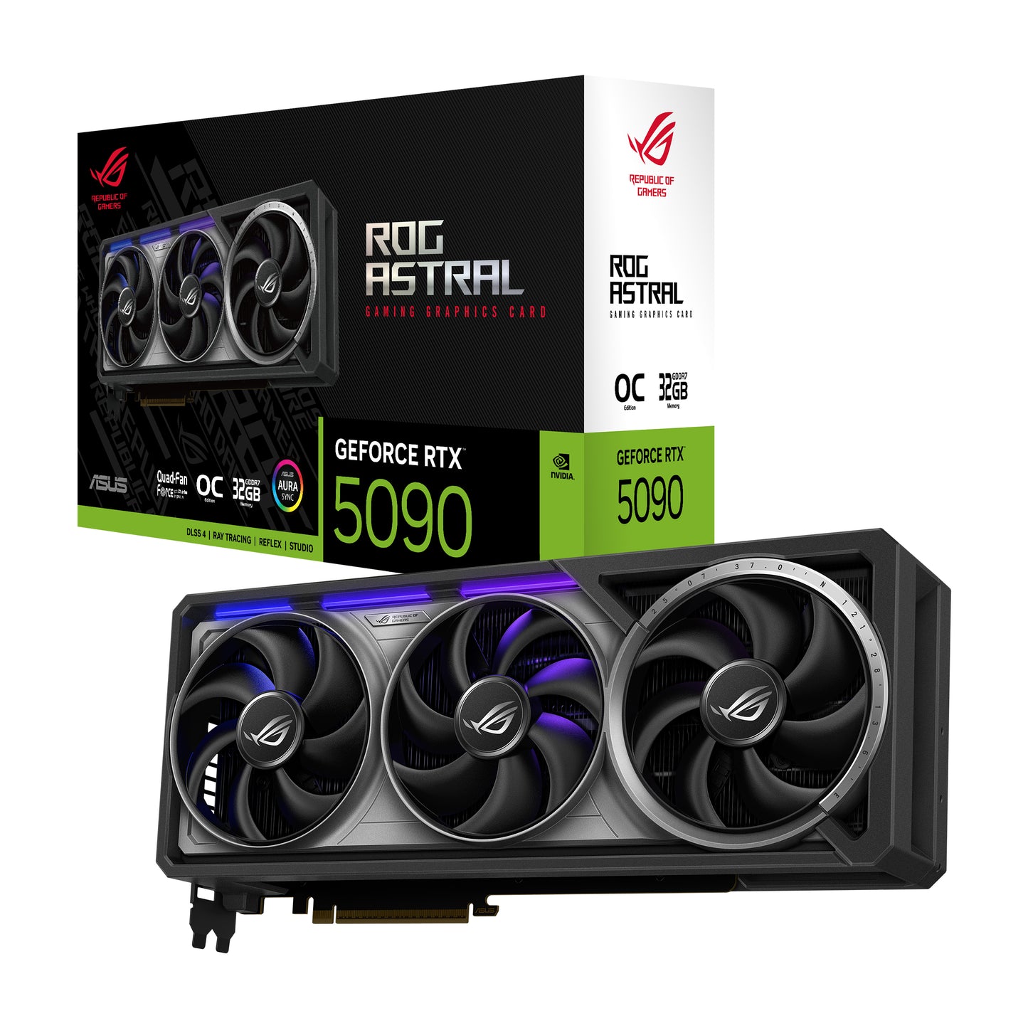 Tarjeta Video Asus ROG Astral GeForce RTX5090 OC 32GB Quad Fan ARGB GDDR7 PCIe 5.0 2xHDMI 3xDP