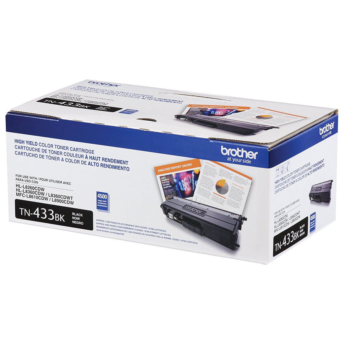 Tóner Brother TN433BK Rendimiento 4500 Páginas MFCL8900CDW Color Negro