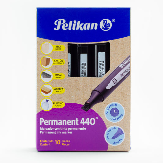 Marcador Pelikan Permanente 440 Color Negro C/10 Pzas