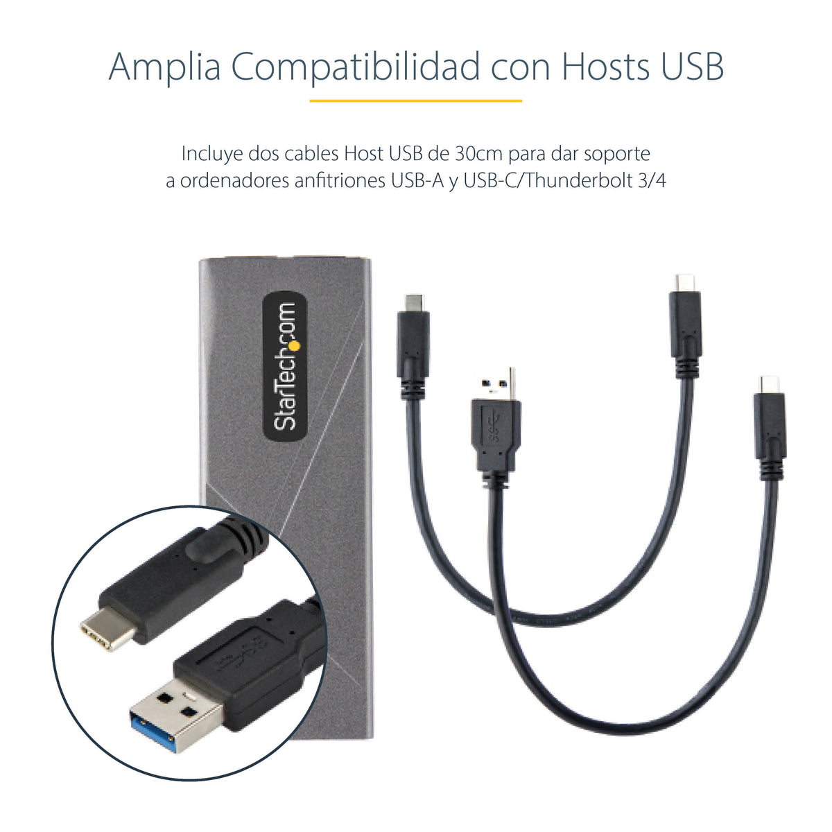 StarTech.com M2-USB-C-NVME-SATA caja para disco duro externo Carcasa para SSD Gris