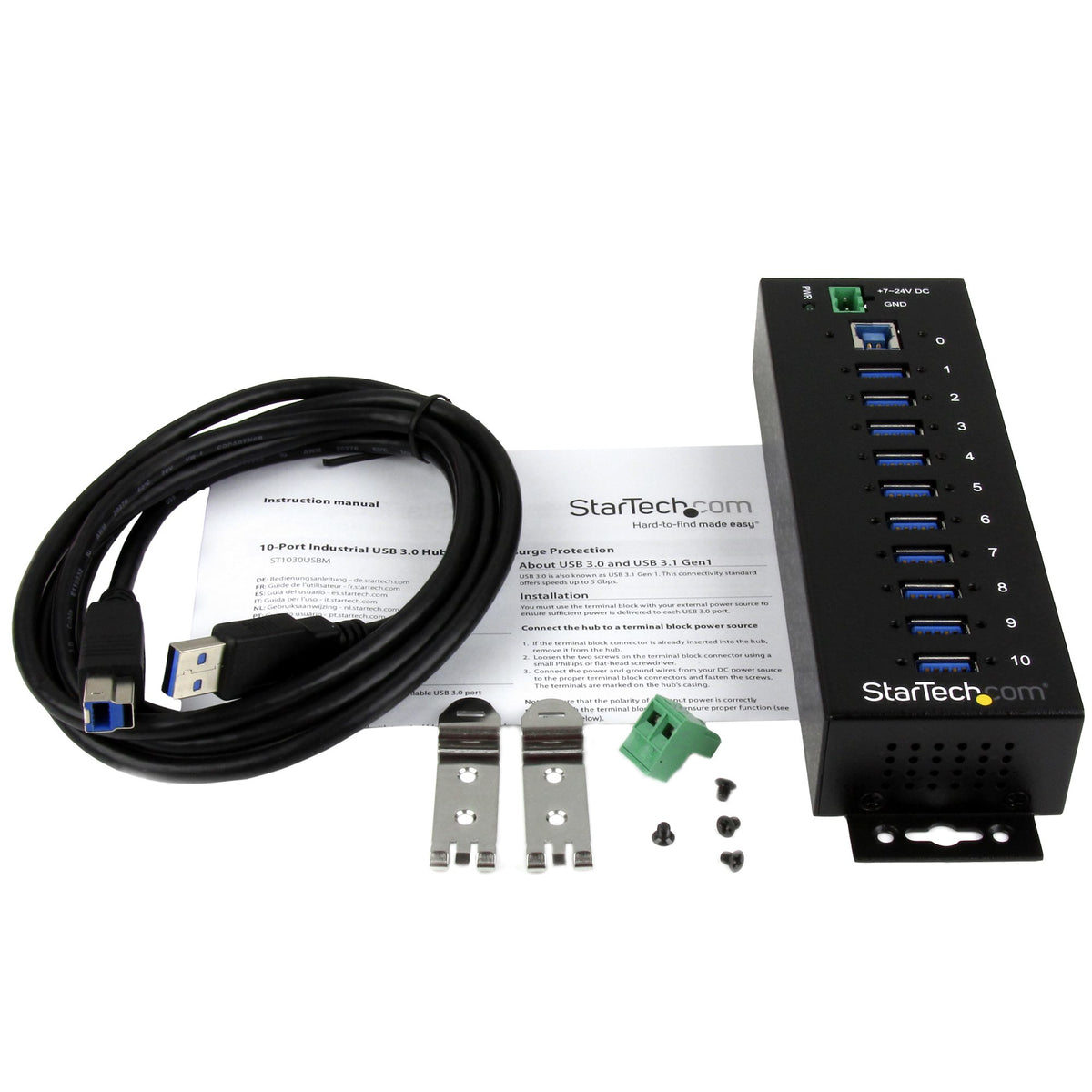 StarTech.com ST1030USBM nodo concentrador USB 3.2 Gen 1 (3.1 Gen 1) Type-B 5000 Mbit/s Negro