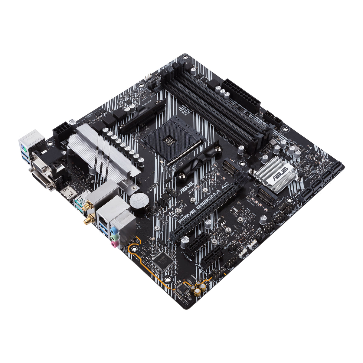 Tarjeta Madre Asus Prime B550M-A AC 4xDDR4 128GB 4800Mhz PCIe 4.0 M.2 1xD-Sub 1xHDMI 1xDVI-D S AM4 mATX Wi-Fi BT
