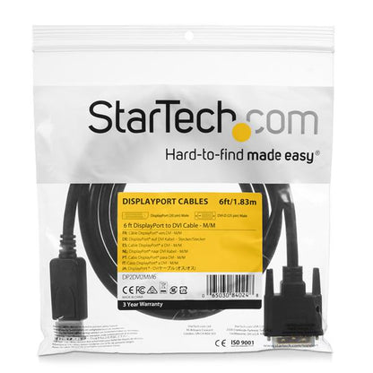 StarTech.com DP2DVI2MM6 adaptador de cable de vídeo DVI-D Negro