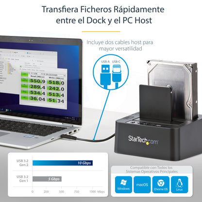 StarTech.com SDOCK2U313R duplicador de datos o soporte Duplicador de discos duros Negro 2 copias