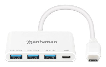 Manhattan 168434 nodo concentrador USB 3.2 Gen 1 (3.1 Gen 1) Type-C 5000 Mbit/s Blanco