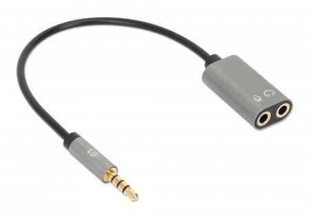 Manhattan 356107 cambiadores de género de cables 3.5mm 2x 3.5mm Negro, Plata