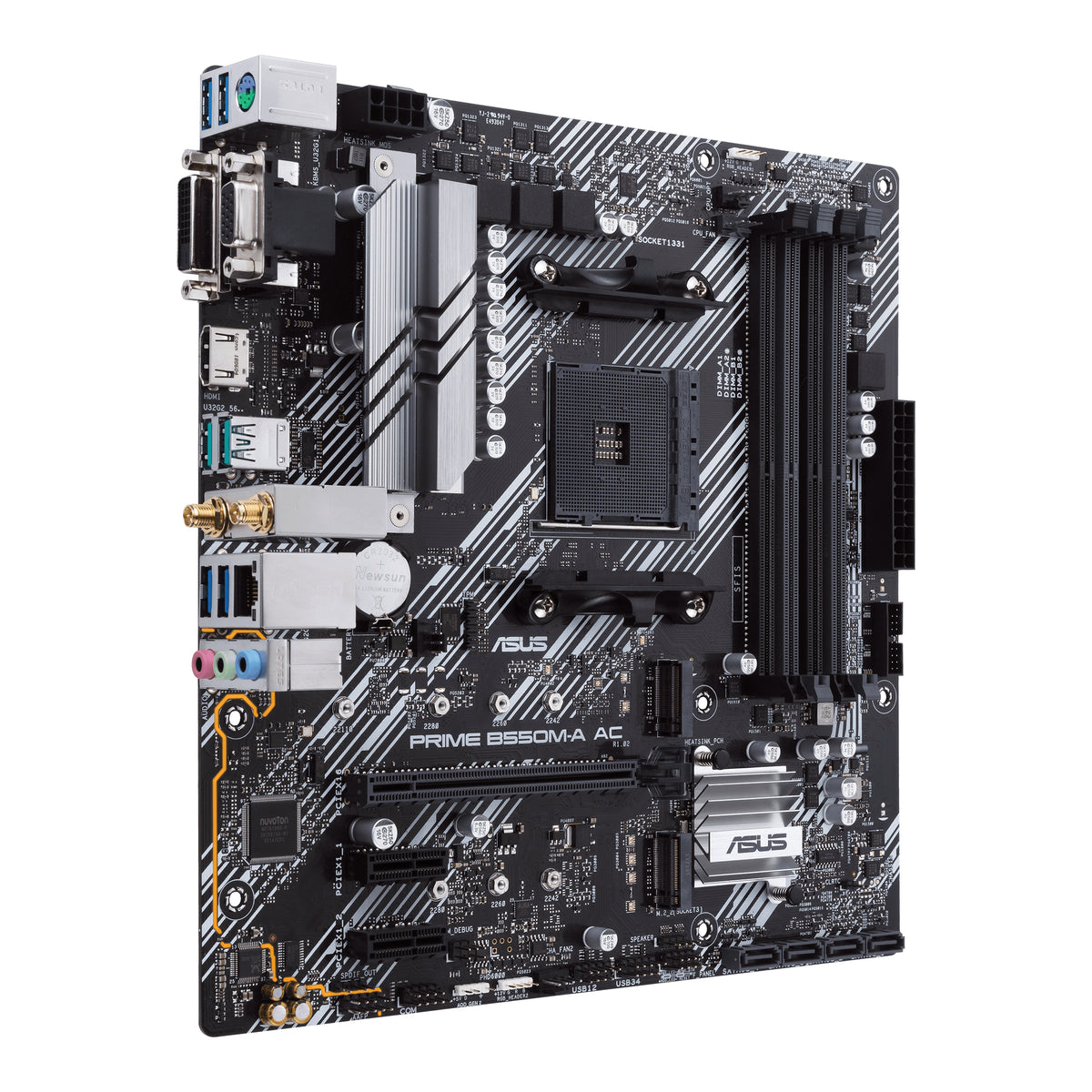 Tarjeta Madre Asus Prime B550M-A AC 4xDDR4 128GB 4800Mhz PCIe 4.0 M.2 1xD-Sub 1xHDMI 1xDVI-D S AM4 mATX Wi-Fi BT
