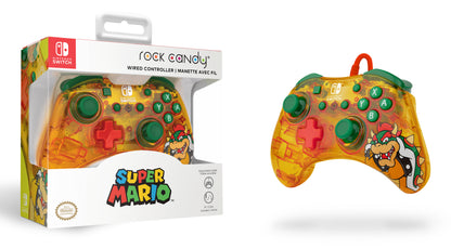 PDP Rock Candy: Lemon Bomb Bowser Verde, Translúcido, Amarillo USB Gamepad Analógico/Digital Nintendo Switch, Nintendo Switch Lite, Consola Nintendo Switch OLED