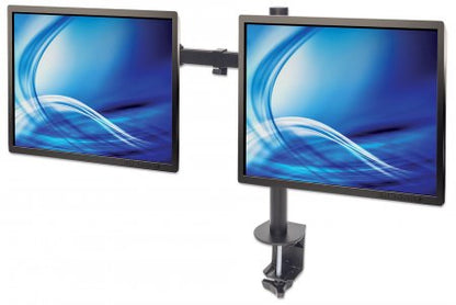 Soporte Monitor Manhattan Universal para 2 Monitores 13" a 32" Brazos Doble Articulación Color Negro