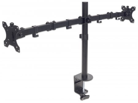 Soporte Monitor Manhattan Universal para 2 Monitores 13" a 32" Brazos Doble Articulación Color Negro