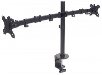 Soporte Monitor Manhattan Universal para 2 Monitores 13" a 32" Brazos Doble Articulación Color Negro