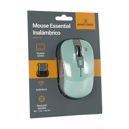 Mouse Inalámbrico Perfect Choice Essential Ajustable 800-1200-1600dpi Color Turquesa