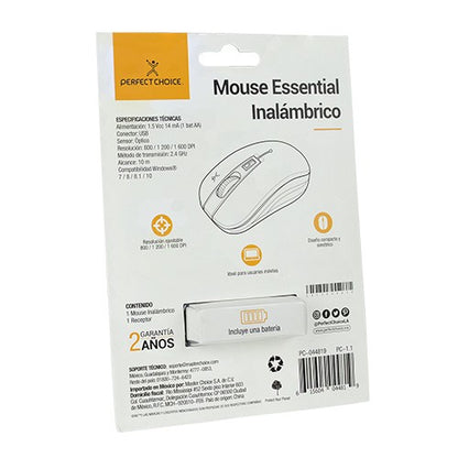 Mouse Inalámbrico Perfect Choice Essential Ajustable 800-1200-1600dpi Color Turquesa
