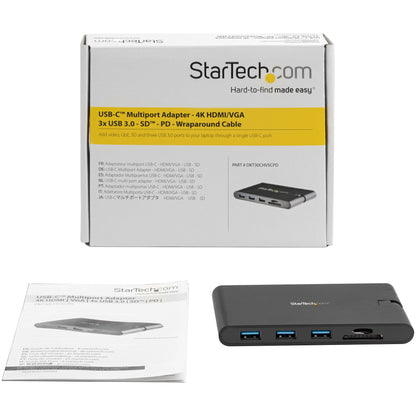 StarTech.com DKT30CHVSCPD base para laptop o replicador de puertos Alámbrico USB 3.2 Gen 1 (3.1 Gen 1) Type-C Negro