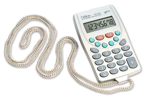 CALCULADORA CELICA MANO CORDON 8 DIGITOS BATERIA