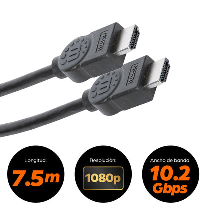 Cable Manhattan HDMI 1.3 M-MAlta Velocidad Blindado 7.5m Color Negro