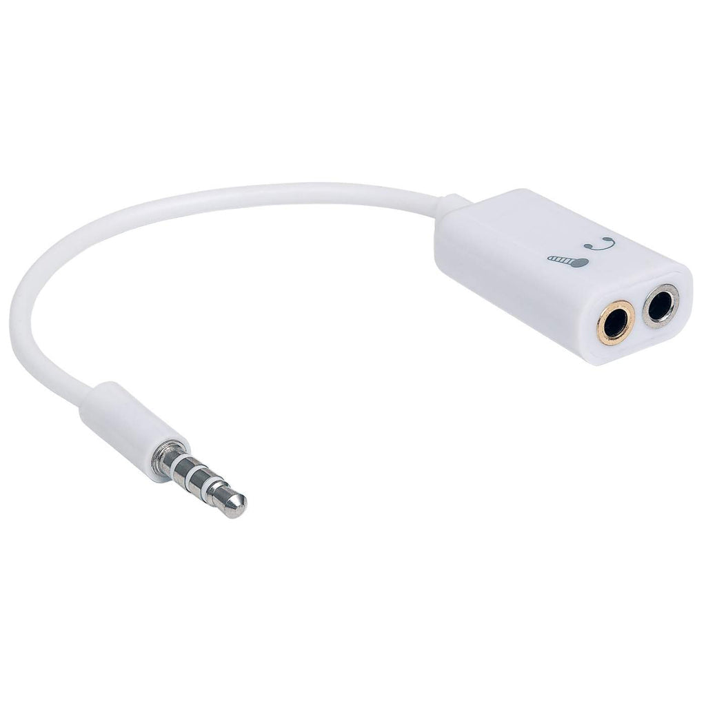 Manhattan 354561 cable de audio 0.2 m 3,5mm 2 x 3.5mm Blanco