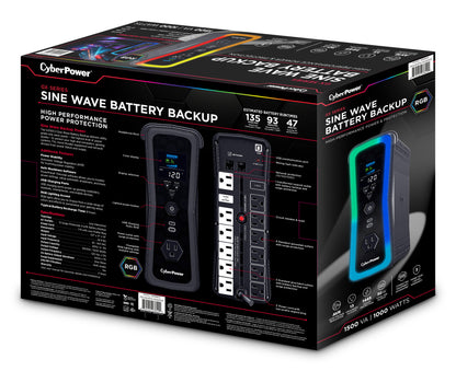 UPS CyberPower GX150C2 1500VA 1000W 120V PFC Activo RGB Panel LCD USB-Cx2