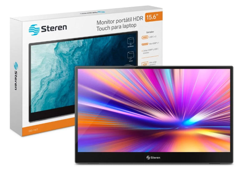 Monitor Steren 15.6" Touch Resolución 1920x1080 LCD IPS Portátil