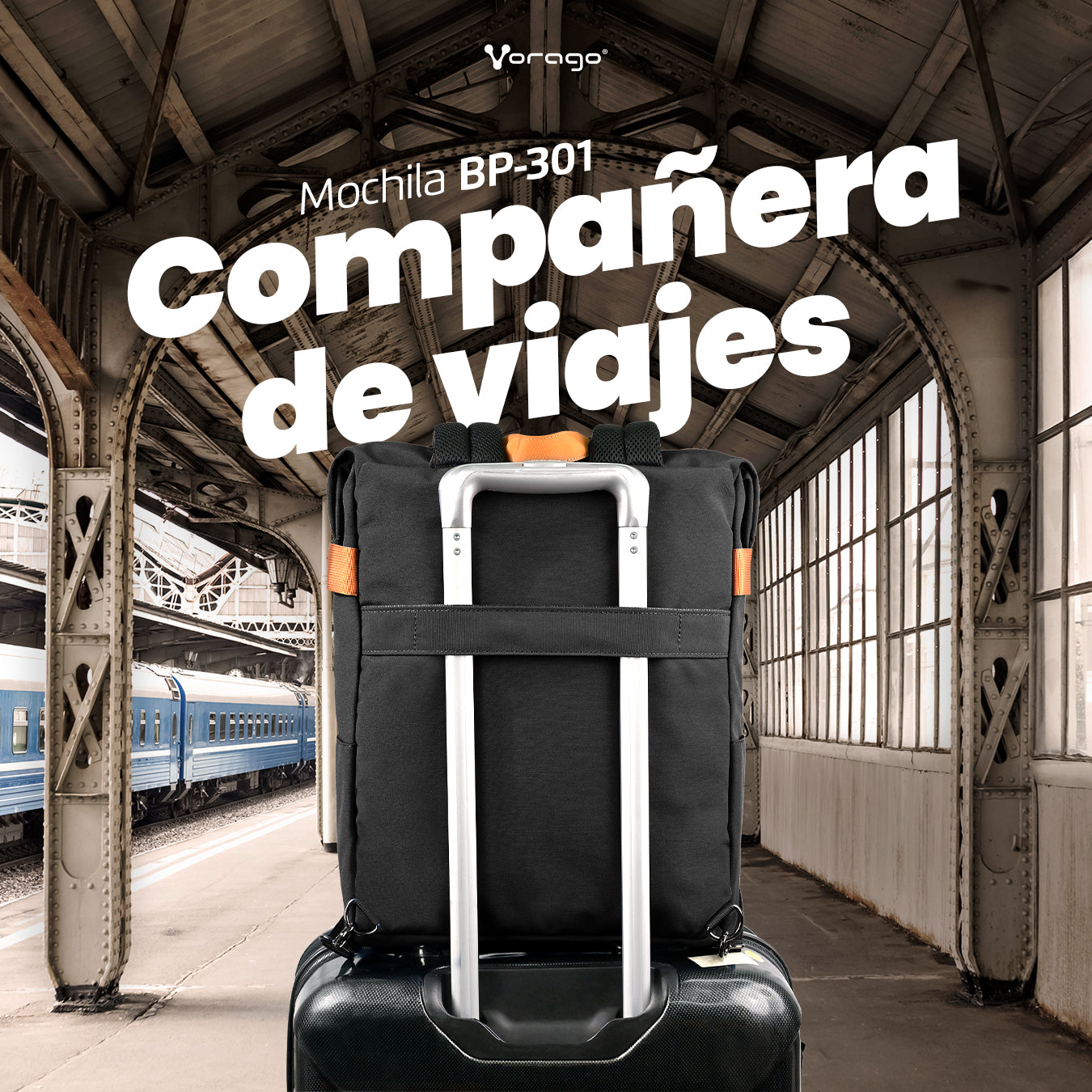 MOCHILA VORAGO BP-301 VINTAGE DOBLE USO LAPTOP 15.6 AZUL