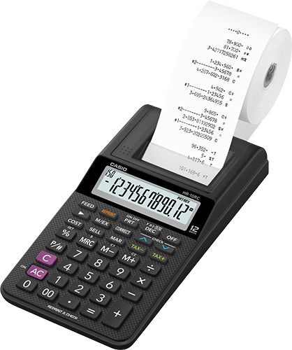 Calculadora Casio con impresora tipo Sumadora HR-10RC negro pantalla LCD  Costo Venta y Margen 150 pasos