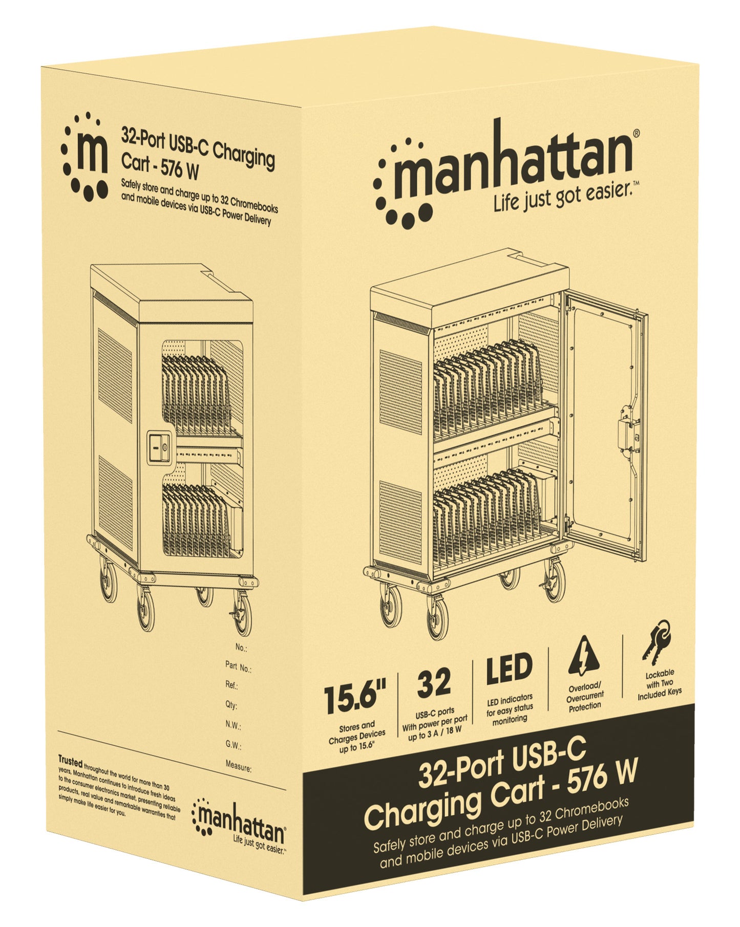 Manhattan 102353 carrito o armario de dispositivo portátil Carrito de manejo de dispositivos portátiles Gris