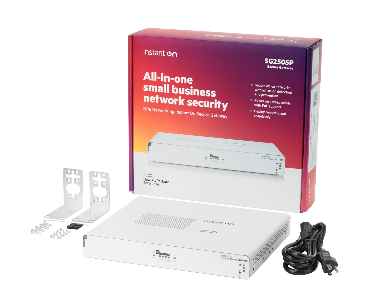 HPE Networking Instant On Secure Gateway 5-port SmartRate 2.5G PoE+ 64W SG2505P pasarela o controlador 10, 100, 1000, 2500 Mbit/s