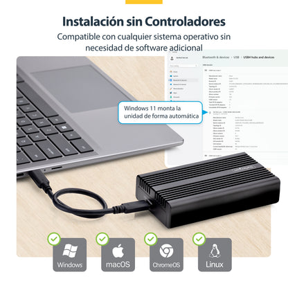StarTech.com 1USB4-NVME-ENCLOSURE caja para disco duro externo Carcasa para SSD Negro