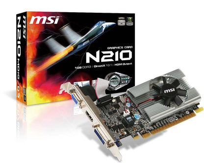 Tarjeta de Video GeForce MSI N210 1GB Single Fan DDR3 PCIe 2.0 64 bits 1xHDMI 1xD-Sub 1-DVI