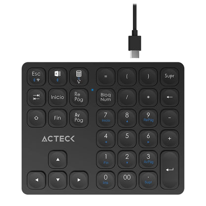 Teclado Numérico Acteck Multidispositivo Inspire Pad Pro TN480  / 2.4 MHz + 2 modos BT  Recargable / Advanced Negro