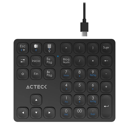 Teclado Numérico Acteck Multidispositivo Inspire Pad Pro TN480  / 2.4 MHz + 2 modos BT  Recargable / Advanced Negro