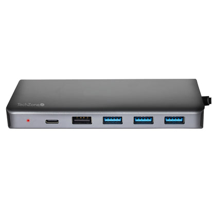 Hub TechZone Silvery 1A Docking Station Bulk 13en1 con Alta Velocidad Miltipuerto HDMI 4K Incluye Adaptador de CA/CC