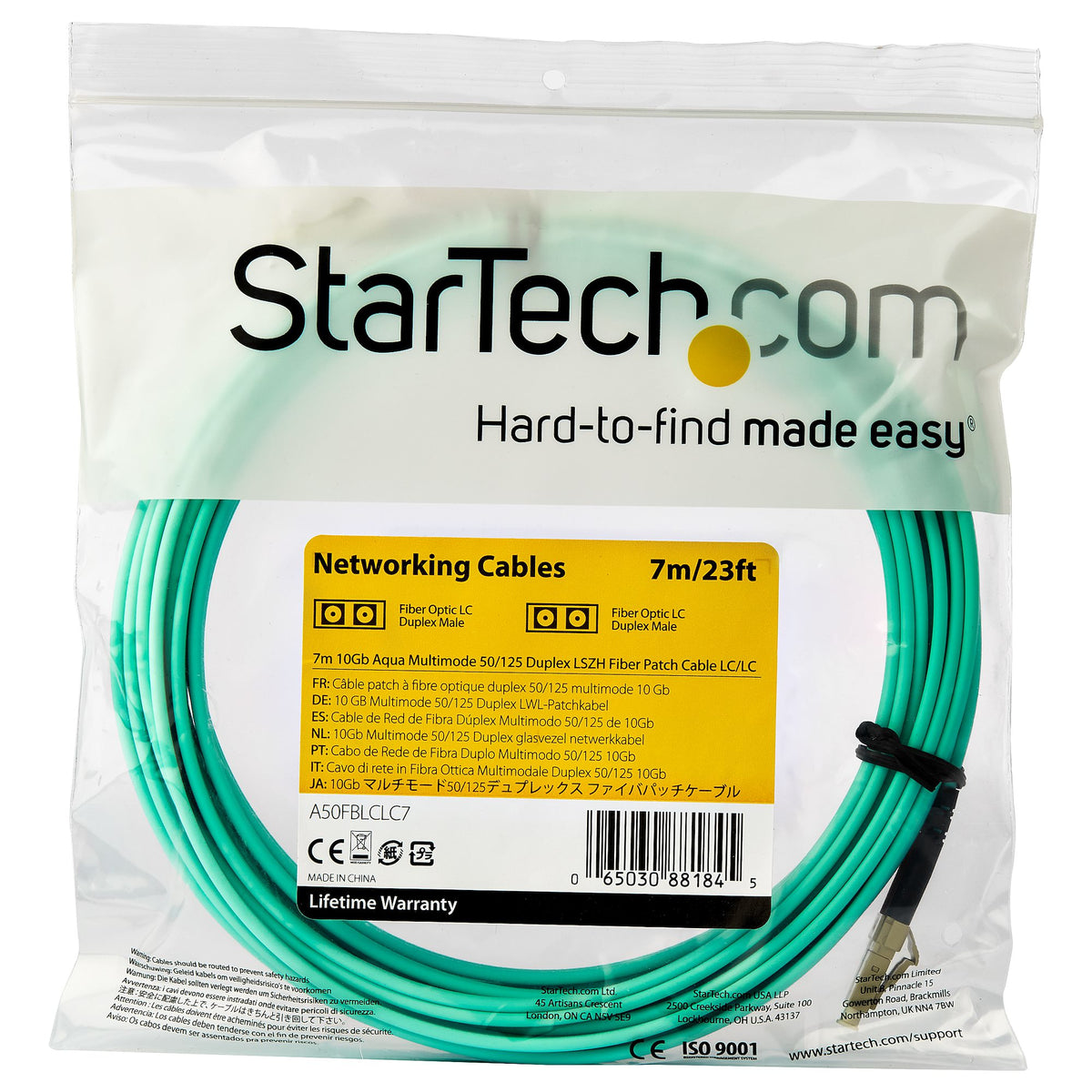 StarTech.com A50FBLCLC7 cable InfiniBand y de fibra óptica Color aguamarina